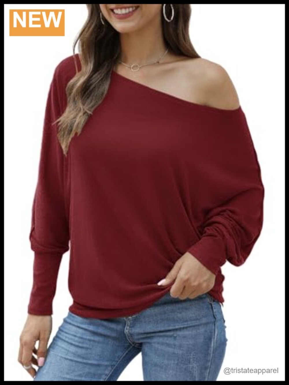 Off Shoulder Batwing Sleeve Tunic Top Rayon Spandex Casual Pullover